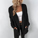 Color-Black-Solid Color Pocket Knitted Cardigan Autumn Winter Retro Twist Sweater Women Coat-Fancey Boutique