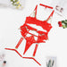 Color-Red-Lace Hollow Out Cutout Steel Ring Push up Sexy Half Cup Sexy Lingerie Five Piece Set-Fancey Boutique