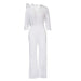 Color-White-Women Clothing Autumn Elegant V neck Wide Leg Jumpsuit-Fancey Boutique