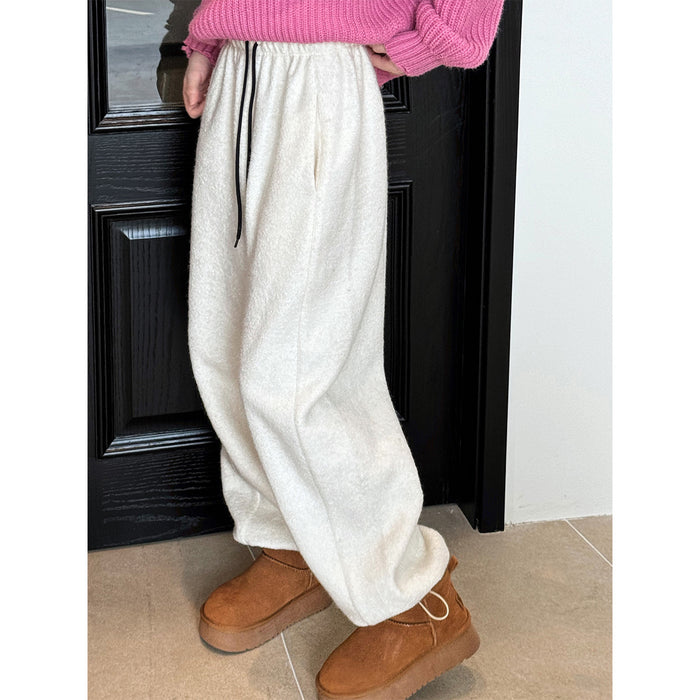 Color-Autumn Winter Woolen Woolen Casual Pants Sweatpants Women Autumn Winter Thickening Lamb Wool Ankle Banded Pants-Fancey Boutique