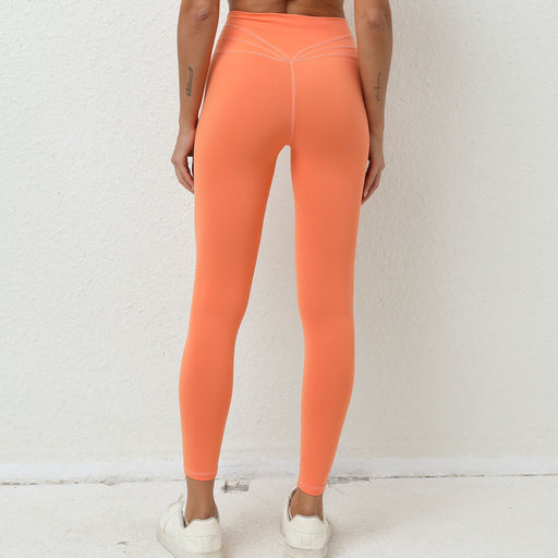 Color-Fresh Orange-Outdoor Running Fan Shaped Fitness Pants Women Breathable Quick Drying Track Pants Peach Hip Raise Skinny Yoga Pants-Fancey Boutique