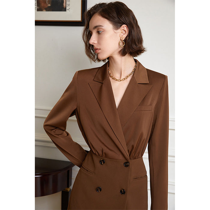 Color-Business Suit Dress Women Office V Neck Long Sleeve Shirt Collar A Line Dress-Fancey Boutique