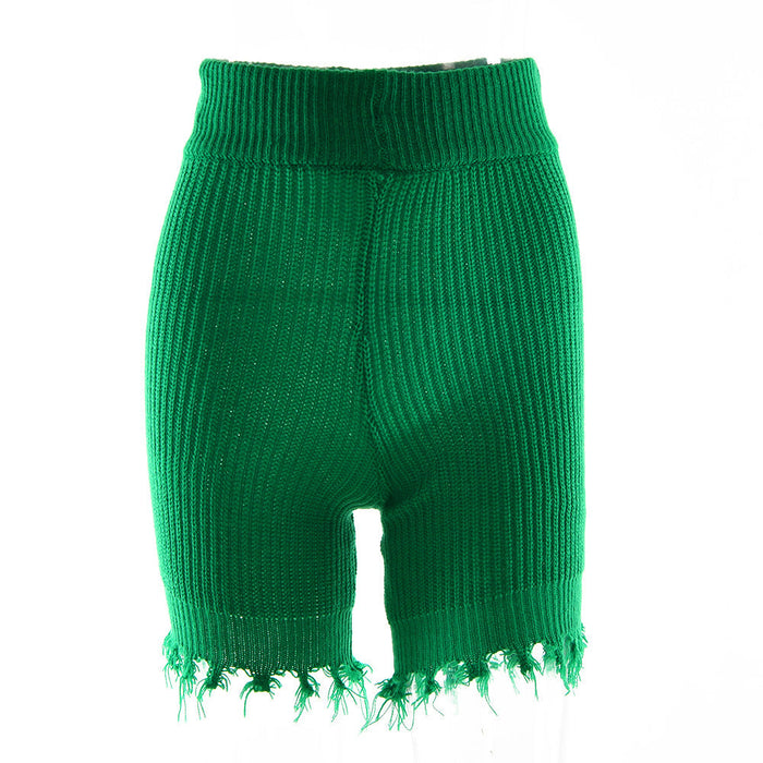 Color-The Green Shorts-Sweaters Women Clothing Core Spun Yarn Cardigan Long Sleeved Top High Waist Tight Shorts Autumn Winter-Fancey Boutique
