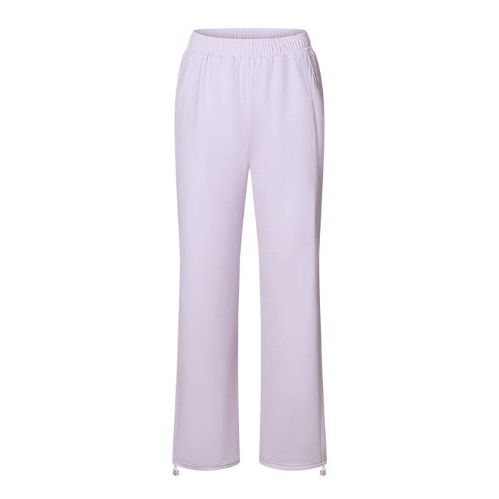 Color-Light Orchid-Cool Original Yarn UPF50 Sun Proof Trousers Women Outdoor Casual All Match Ankle Tied Drawstring Wide Leg Straight Pants-Fancey Boutique