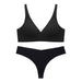 Color-Black-Seamless Thin Underwear Wireless Comfortable Soft Support Sexy V-Shaped Bra T-Back Suit Women-Fancey Boutique