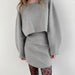 Color-Autumn Affordable Luxury Gray round Collar Long Sleeve Mid Waist Short Skirt Two Piece French Casual Sports Women-Fancey Boutique