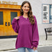 Color-Women Sweater Idle Autumn Winter Loose Design Base Ride Sweater round Neck Sweater-Fancey Boutique