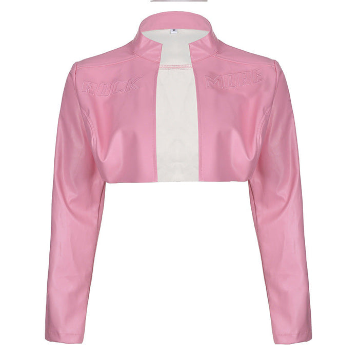 Color-Pink-Sexy Locomotive Pink Basic Coat Varsity Jacket Top Women Wear Autumn-Fancey Boutique