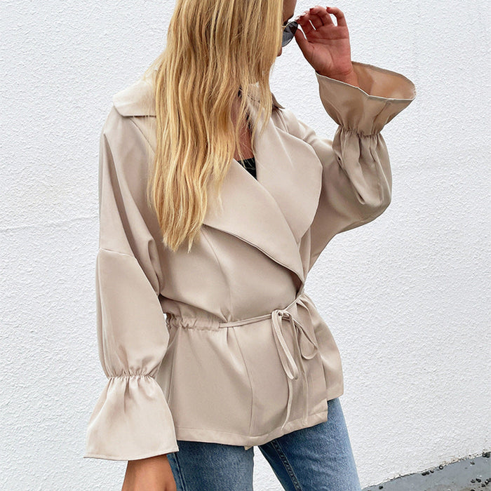 Color-Coat Trench Coat Casual Top Autumn Winter Solid Color-Fancey Boutique