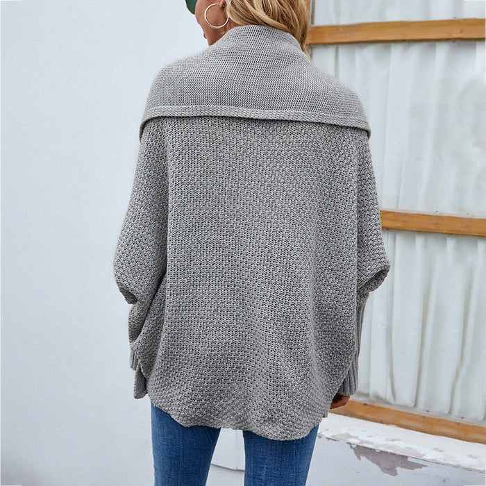 Color-Autumn Winter Women Knitted Sweater Solid Color Batwing Sleeve Sweater Cardigan Coat Women-Fancey Boutique