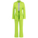 Color-Green-Autumn Winter Casual Striped Blazer Straight Wide Leg Pants Suit Two Piece Suit-Fancey Boutique