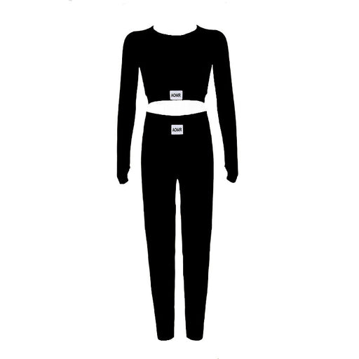 Color-Black-Casual Women Clothing Basic Solid Color Stitching Sports Yoga Comfortable Fitness Suit-Fancey Boutique