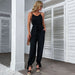 Color-Summer Women Solid Color Suspender Jumpsuit Trousers-Fancey Boutique