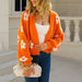 Color-Orange White Flower-Fall Cardigan Internet Celebrity Street Hipster Short Sweater Floral Sweater Women-Fancey Boutique