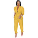 Color-Yellow-Spring Autumn Solid Color Lace-up Long Sleeve Small Blazer Casual Jogger Pants Suit-Fancey Boutique