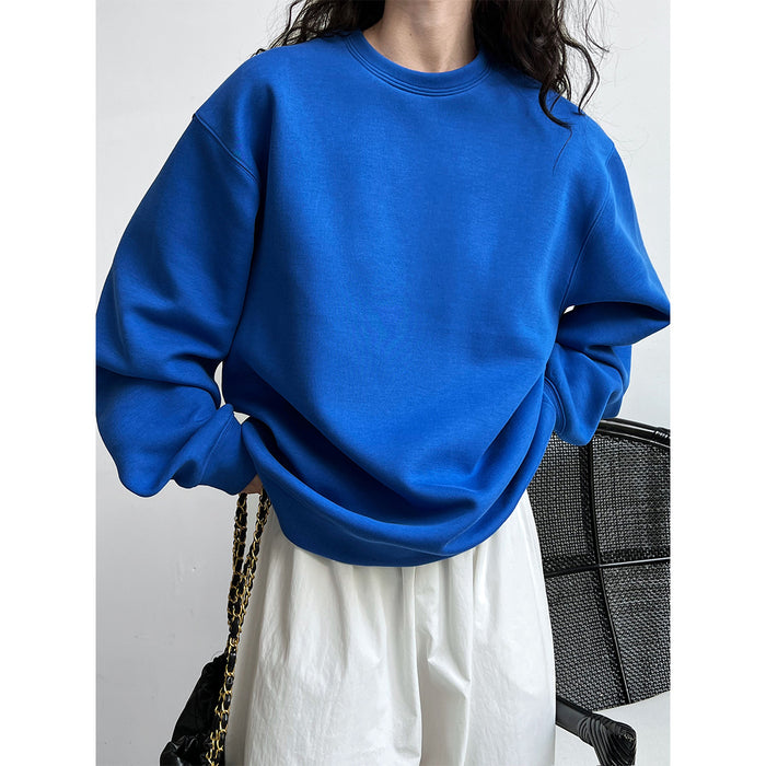 Color-Minimalist Idle Solid Color round Neck Pullover G Air Cotton Double Sided Knitted Sweater for Women-Fancey Boutique