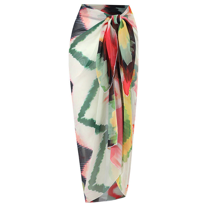 Color-Hip Skirt-Two Piece Beach Swimsuit Suit Gradient Tie Dye Sheath Dress Swimsuit-Fancey Boutique
