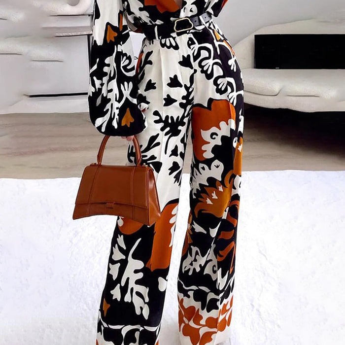 Color-Autumn Women Bohemian Printing Color Contrast Casual Two Piece Set-Fancey Boutique