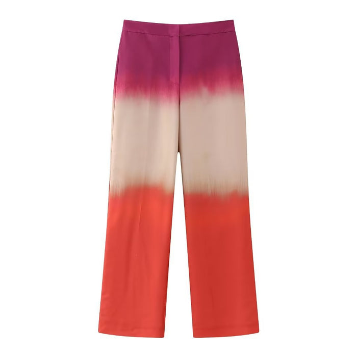 Color-Trousers-Summer Women Clothing Tie Dye Printed Shirt Mid Waist Straight Trousers-Fancey Boutique