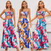 Color-Sexy Bohemian Printed Dress Smocking Halter Top Sheath Fishtail Dress Two Piece Set Women Clothing-Fancey Boutique