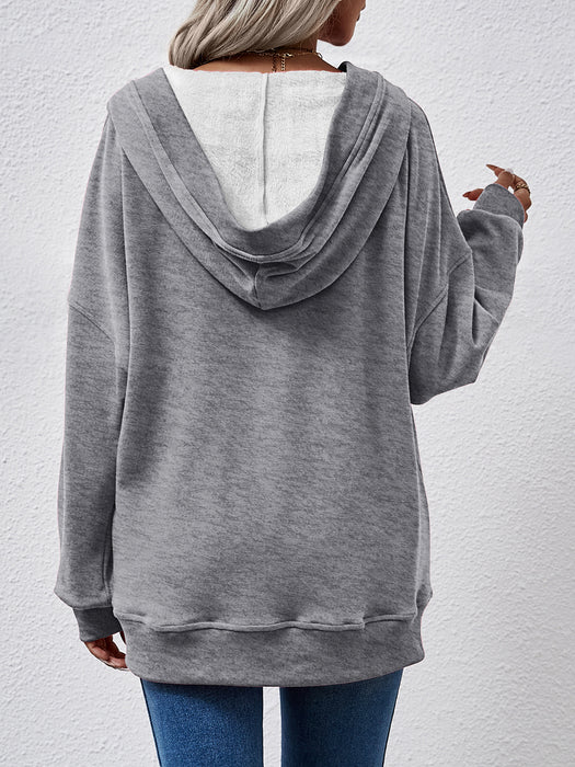 Color-Autumn Winter Women Tops Solid Color Hooded Kangaroo Pocket Long Sleeve Women Sweater-Fancey Boutique