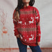 Color-Autumn Winter round Neck Long Sleeve Deer Snowflake Jacquard Christmas Sweater Scarf Two Piece Set-Fancey Boutique