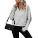 Color-Light Gray-Ladies Half Zip Pullover Hooded Sweatshirt Fleece Short Chic Sweatshirt-Fancey Boutique
