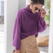 Color-Women Live Shot Elegant Graceful Design Half Turtleneck Soft Glutinous Purple Knitted Sweater-Fancey Boutique