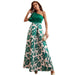 Color-blackish green-Women Clothing Print Diagonal Collar Lotus Edge One Shoulder Dress-Fancey Boutique