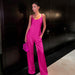 Color-Summer Satin Ladies Two Piece Set Pajamas Sexy Suspender Trousers Home Wear Outerwear-Fancey Boutique