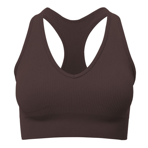 Color-Coffee Bra-Seamless Sports Fitness Yoga Wear Shark Knitted Suit Pressure Line Exercise Women-Fancey Boutique