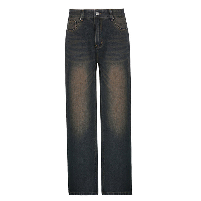 Color-Blue-Autumn High Waist Straight Washed Old Jeans Sexy Street Casual Trousers-Fancey Boutique
