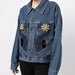 Color-Spring Hollow Out Cutout Jacket Top Unique Design Floral Casual Denim Coat for Women-Fancey Boutique