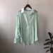 Color-Turquoise-Shirt Women Summer Korean Shirt Light Thin Loose Sun Protection Clothing-Fancey Boutique