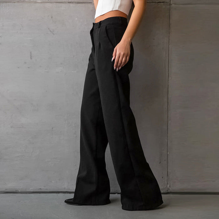 Color-Black Office High Waist Slim Fit Slimming Straight Pants Summer Trousers Women-Fancey Boutique