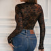 Color-Sexy Floral Lace Base Ride Long Sleeve See through Figure Flattering Waist Sexy Jumpsuit-Fancey Boutique