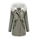 Color-Matcha-Women Winter Velvet Cotton Clothes Women Hooded Detachable Fur Collar Long Sleeve Parka-Fancey Boutique