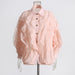 Color-Pink-Autumn Niche Design Chiffon Blouse Office Wooden Ear Solid Color Chiffon Shirt for Women-Fancey Boutique