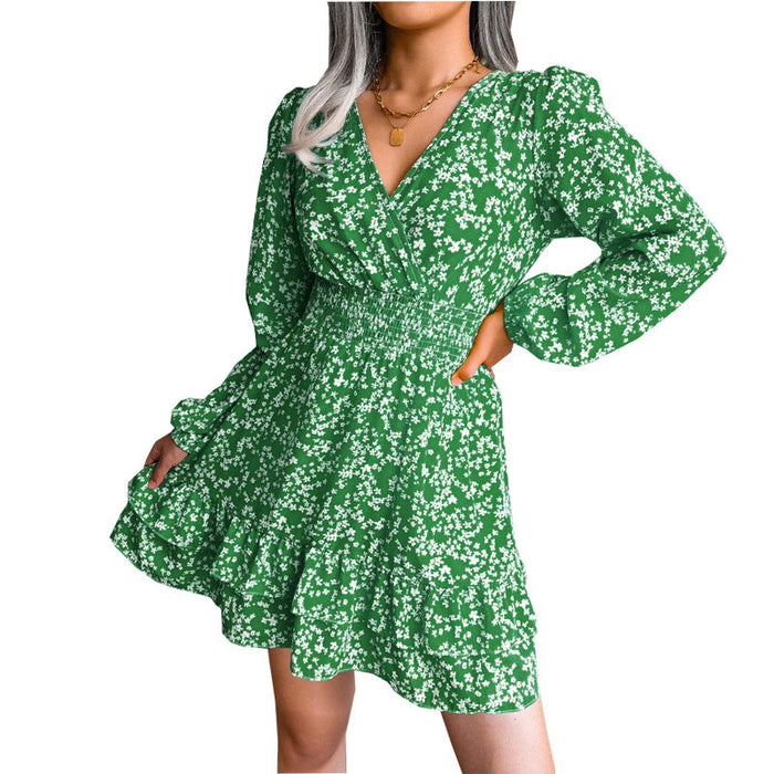 Color-Green-Spring Summer Women Clothing Sexy Floral Chiffon Dress Women-Fancey Boutique