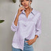 Color-violet-Women Clothing Spring Autumn Long Sleeve Collared Elegant Satin Jacquard Leopard Print Shirt-Fancey Boutique