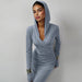 Color-Women Clothing Winter Slim Fit Hood Sports Casual Solid Color Dress-Fancey Boutique