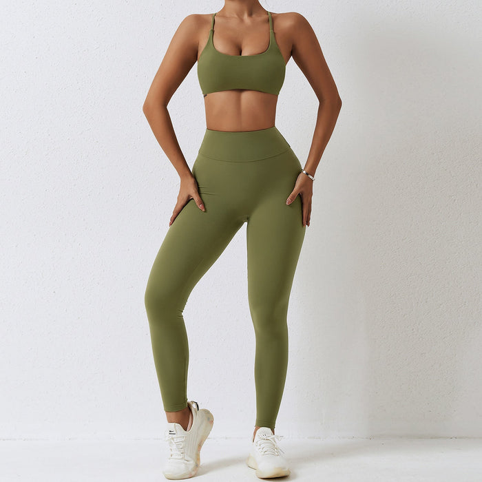 Color-Bra Trousers Picklesgreen-Advanced Spring Autumn Yoga Clothes Gym Morning Running Quick Drying Sports Yoga Suit Women-Fancey Boutique