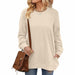 Color-Autumn Winter Solid Color round Neck Loose Casual Long Sleeve T shirt Top for Women-Fancey Boutique