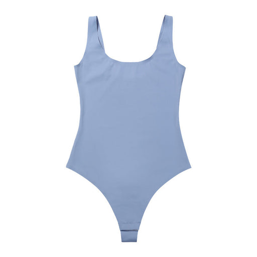 Color-skyblue-Women Base Bodysuit U-Shaped Beauty Back Belly Contracting Vest Corset Push up Open-End Corset-Fancey Boutique