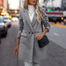 Color-Gray-Solid Color Long Sleeve Pocket Button Collar Slimming Women Coat-Fancey Boutique