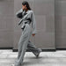 Color-Autumn Pure Cotton Gray Long Sleeve Cardigan Pajamas Two Piece Loose Comfortable Trousers Ladies Homewear-Fancey Boutique