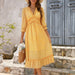 Color-Yellow-Women Clothing Spring Summer Our Store Popular V neck Sexy Simple Printed Dress-Fancey Boutique