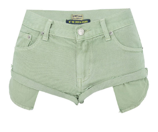 Color-Green-Women Clothing Low Waist Denim Shorts Decadent Loose Non-Elastic Curling Exposure Pocket Beach Pants Macaron Pink-Fancey Boutique
