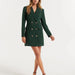 Color-Slim Solid Color Casual Double Breasted Mid-Length Blazer Coat Dress-Fancey Boutique