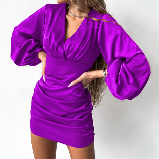 Color-Fall Women Clothing Sexy Long Sleeve Slim Mini Sheath Dress-Fancey Boutique